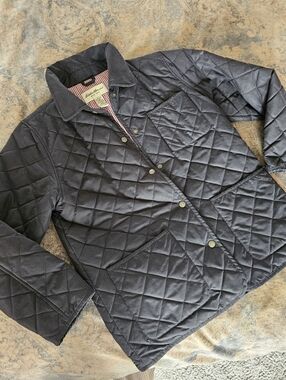 Barn Jacket Black Eddie Bauer QuiltedRed Gingham Lined Coat Size M